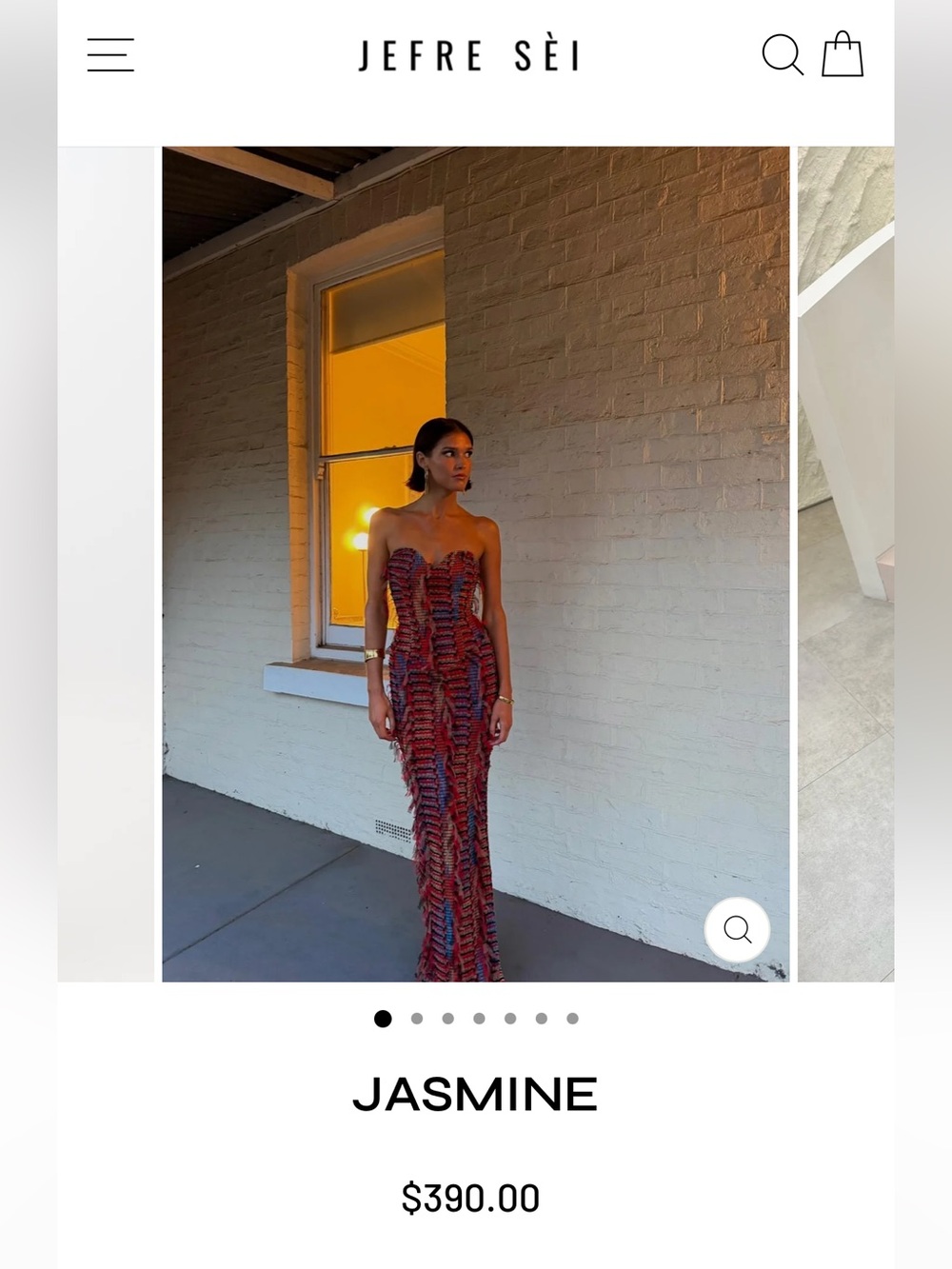 Jefre Sei Jasmine Strapless Red Multi-Color Evening Dress size 2 never worn